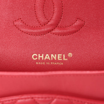 Chanel Lambskin Quilted Medium Double Flap Dark Pink 8 of 10