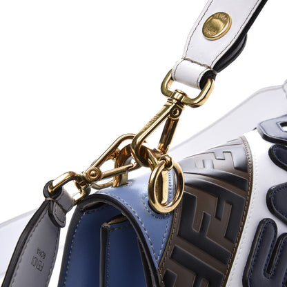 Fendi X FILA Vitello Liberty Mania Bi-Color FF 1974 Embossed Kan I Shoulder Bag White Nebula Multicolor 14 of 15