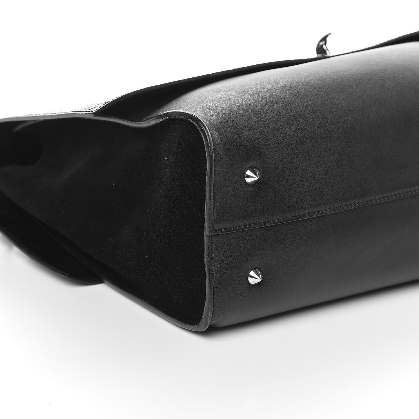 Calfskin Crocodile Embossed Medium Shark Lock Satchel Black