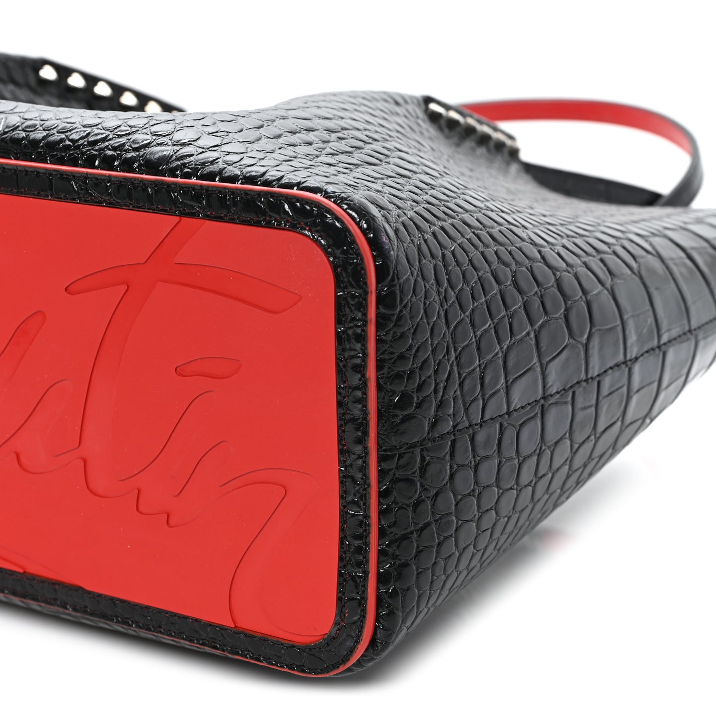 Calfskin Crocodile Embossed Spikes Large Cabarock Black