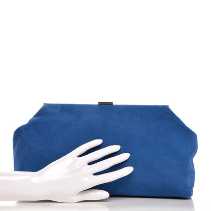 Mansur Gavriel Suede Volume Clutch Sea Blue 2 of 7