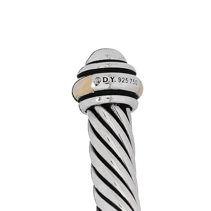 David Yurman Sterling Silver 18K Yellow Gold 4mm Cable Classics Bracelet 4 of 5