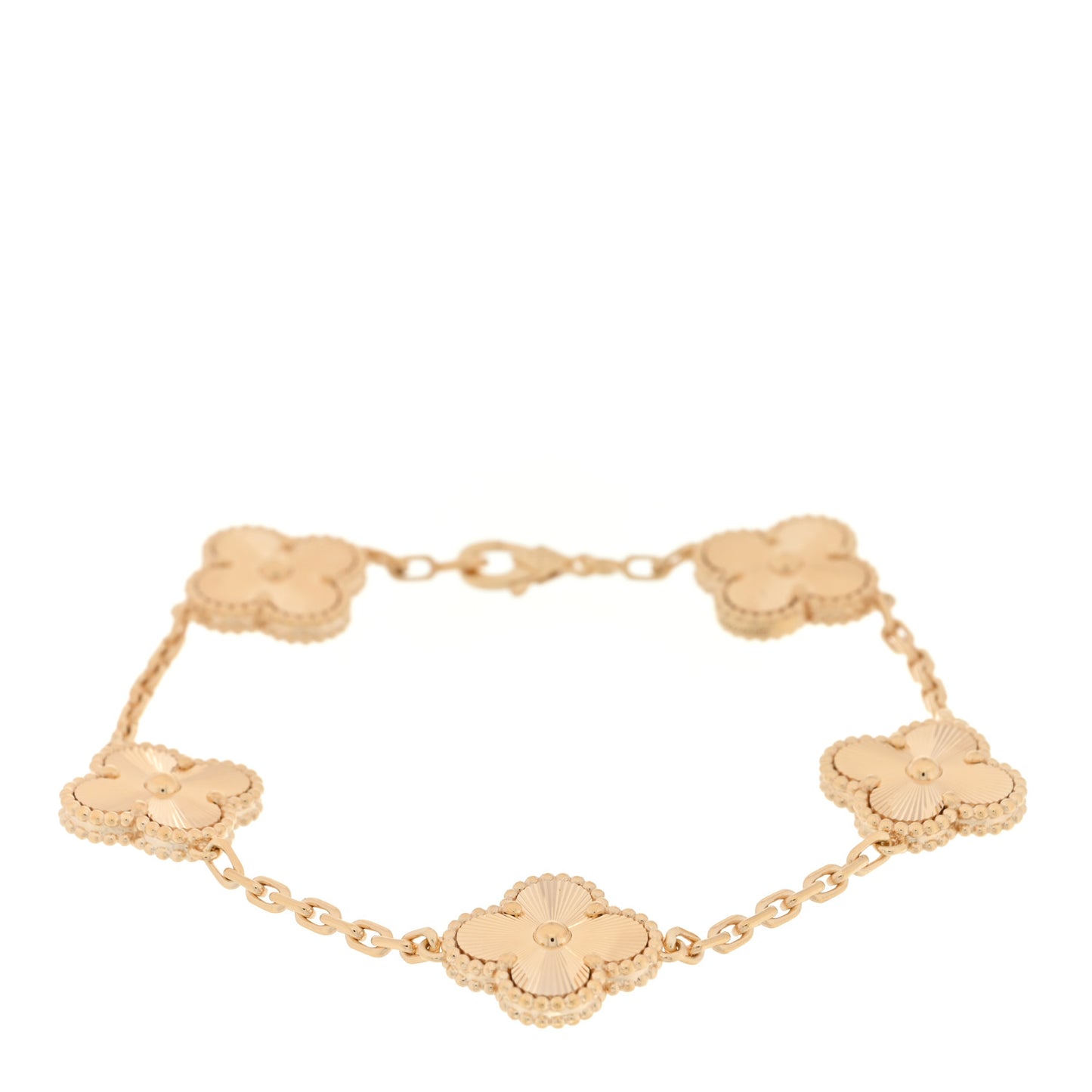 18K Yellow Gold 5 Motifs Guilloche Vintage Alhambra Bracelet