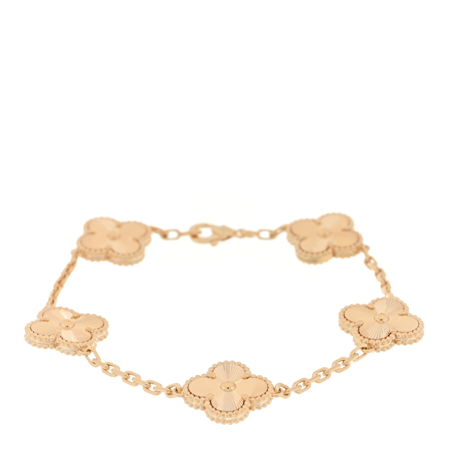Van Cleef & Arpels 18K Yellow Gold 5 Motifs Guilloche Vintage Alhambra Bracelet 1 of 3