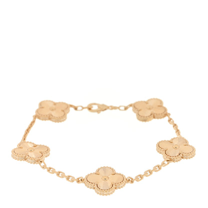 Van Cleef & Arpels 18K Yellow Gold 5 Motifs Guilloche Vintage Alhambra Bracelet 1 of 3