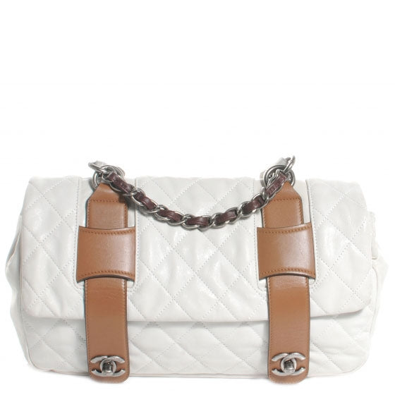 Iridescent Calfskin In The Mix Messenger Bag White