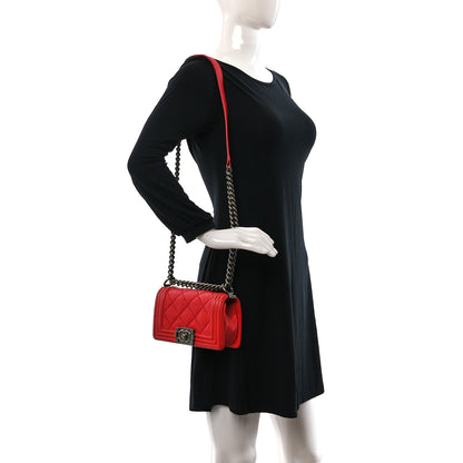 Chanel Calfskin Double Stitch Small Boy Flap Red 2 of 10
