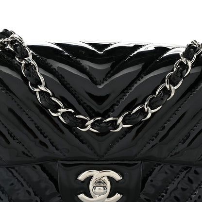 Chanel Patent Calfskin Chevron Quilted Mini Rectangular Flap Black 8 of 10