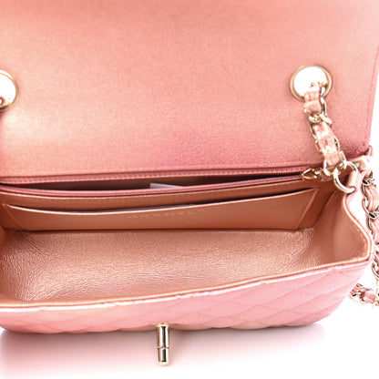 Chanel Metallic Lambskin Quilted Ombre Mini Rectangular Flap Pink 4 of 6