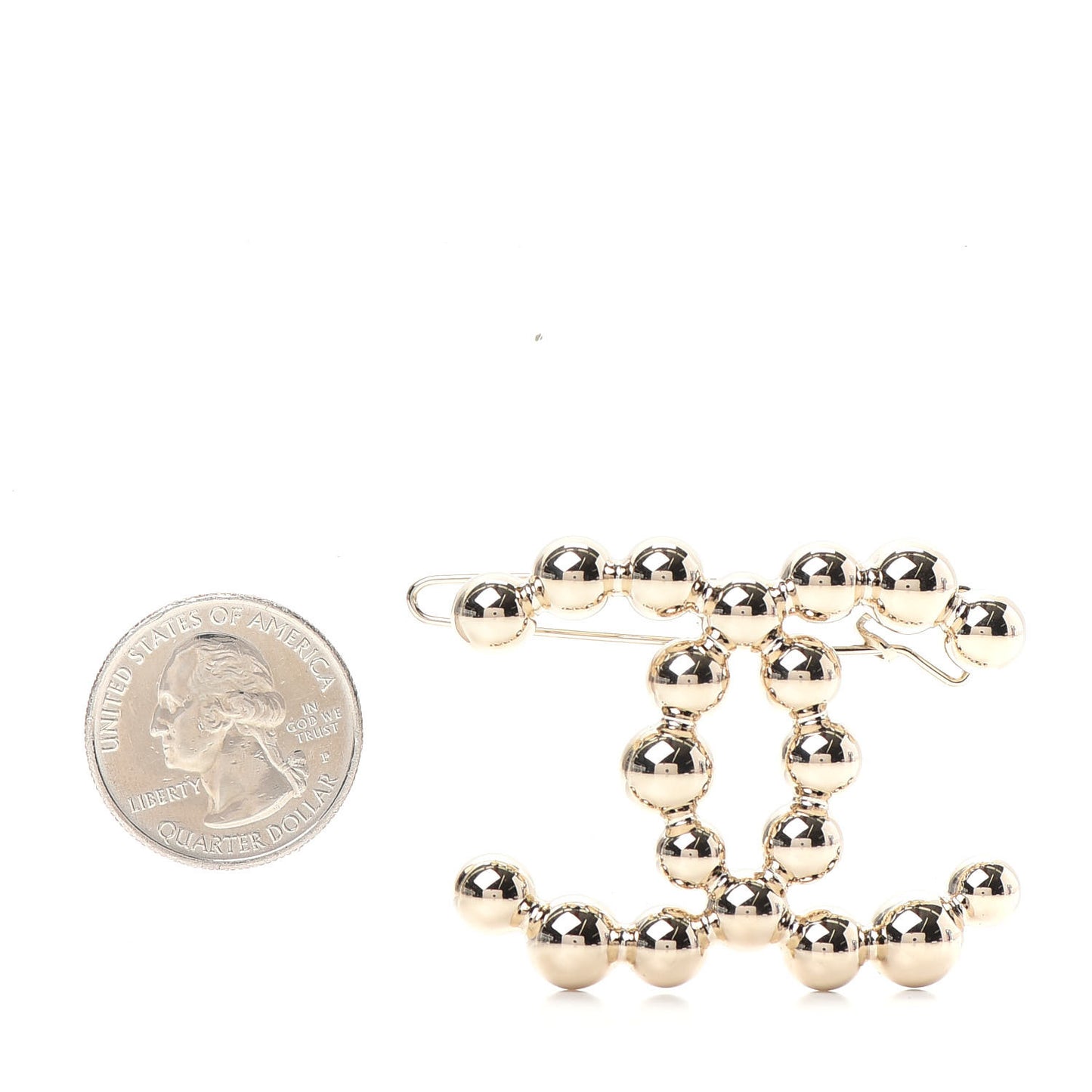 Metal Beaded CC Hair Clip Gold