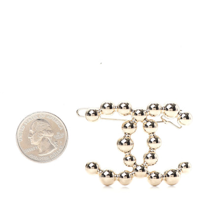 Chanel Metal Beaded CC Hair Clip Gold 2 of 5
