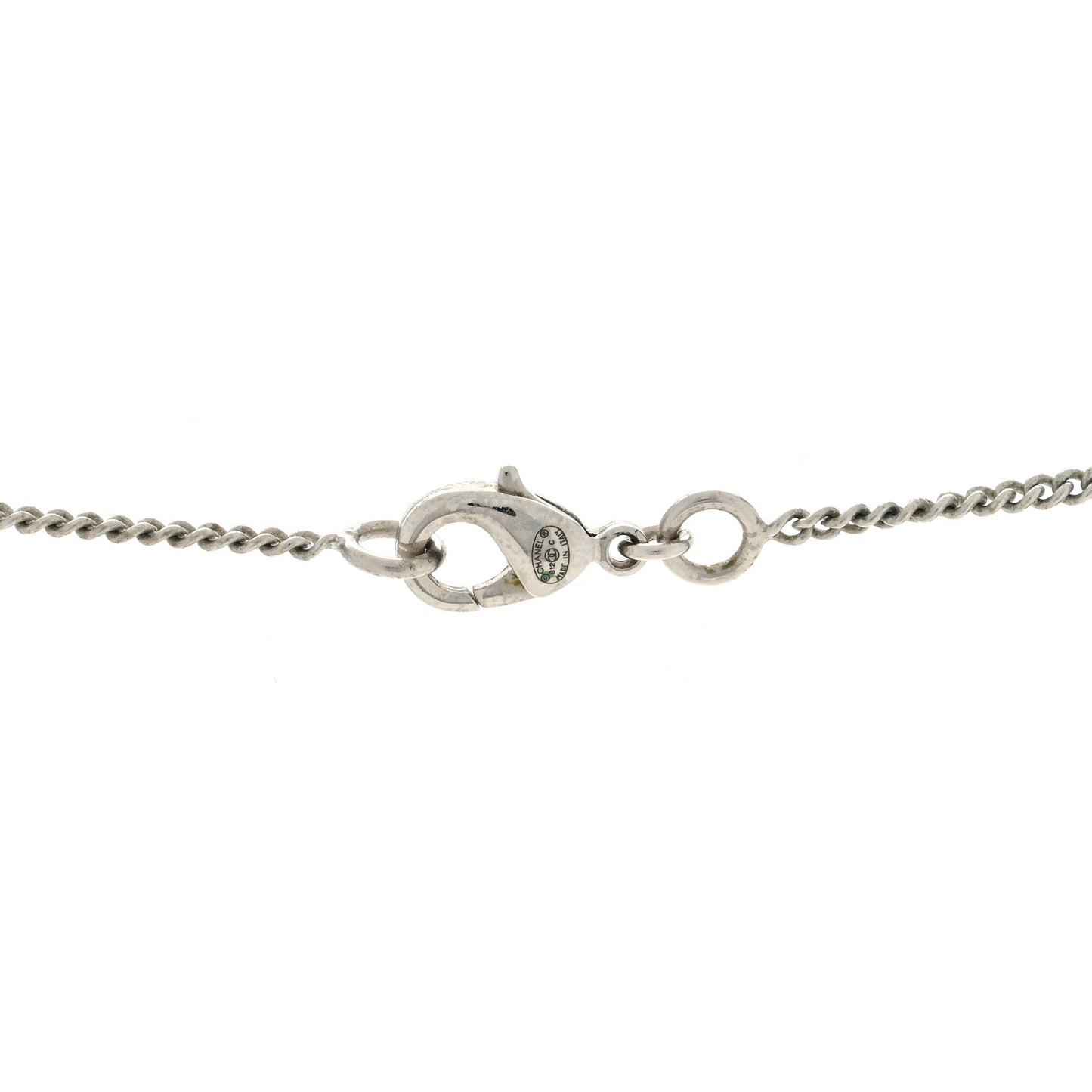 Enamel CC Drop Necklace Silver