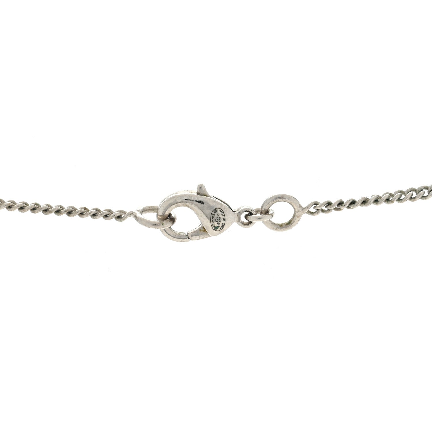 Chanel Enamel CC Drop Necklace Silver 4 of 4