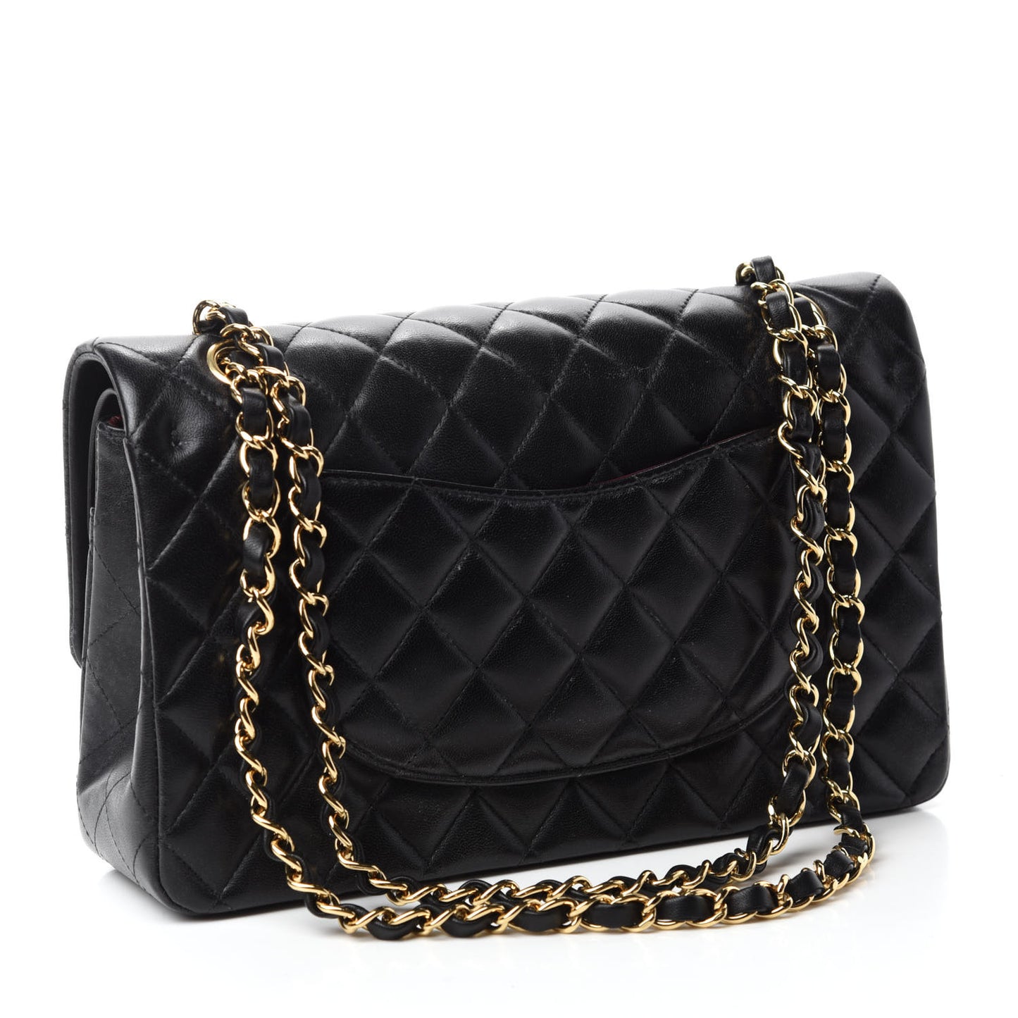 Lambskin Quilted Medium Double Flap Black