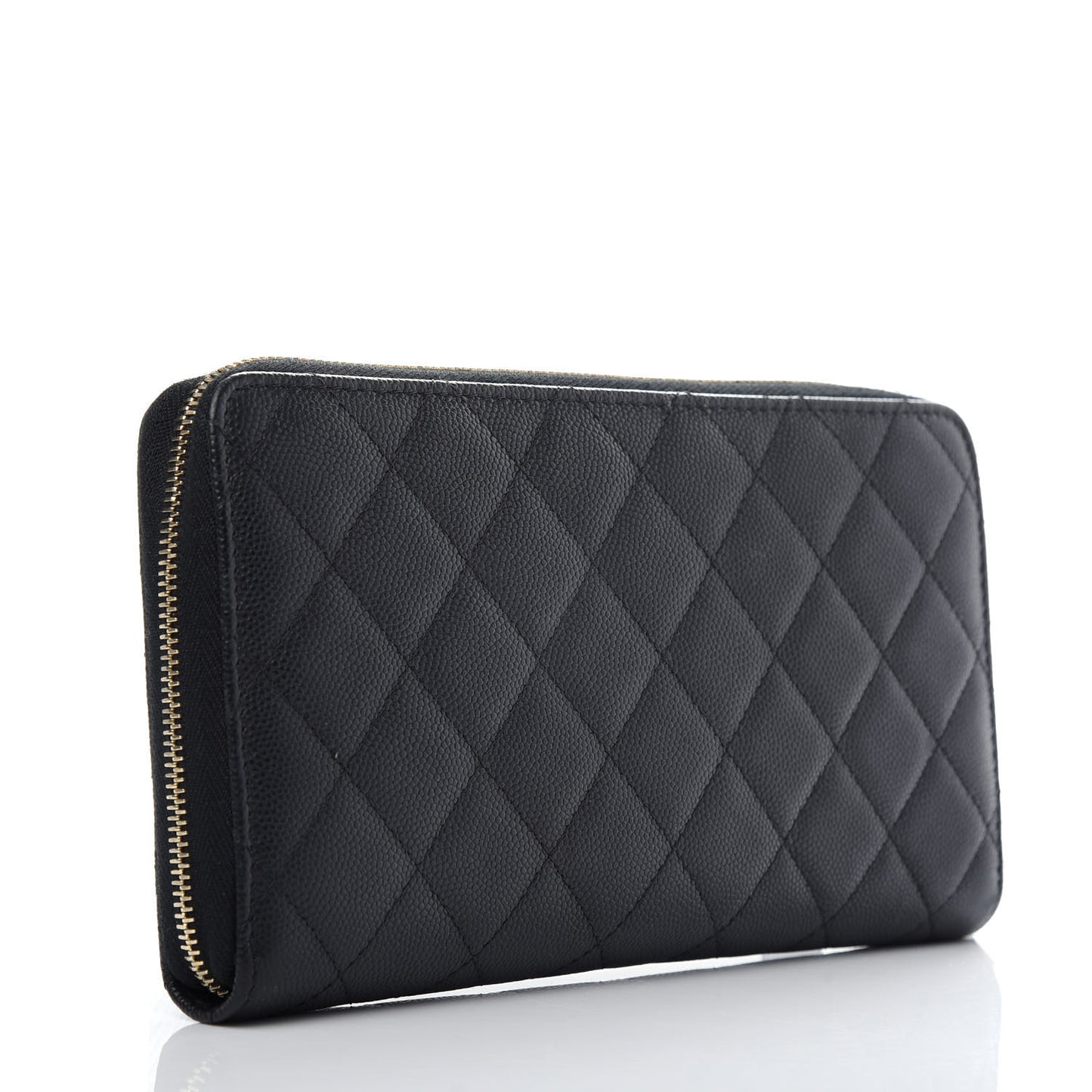 Caviar Quilted Large Zip Around Organizer Wallet Black