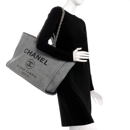 Chanel Woven Straw Raffia Large Deauville Tote Grey 2 of 10