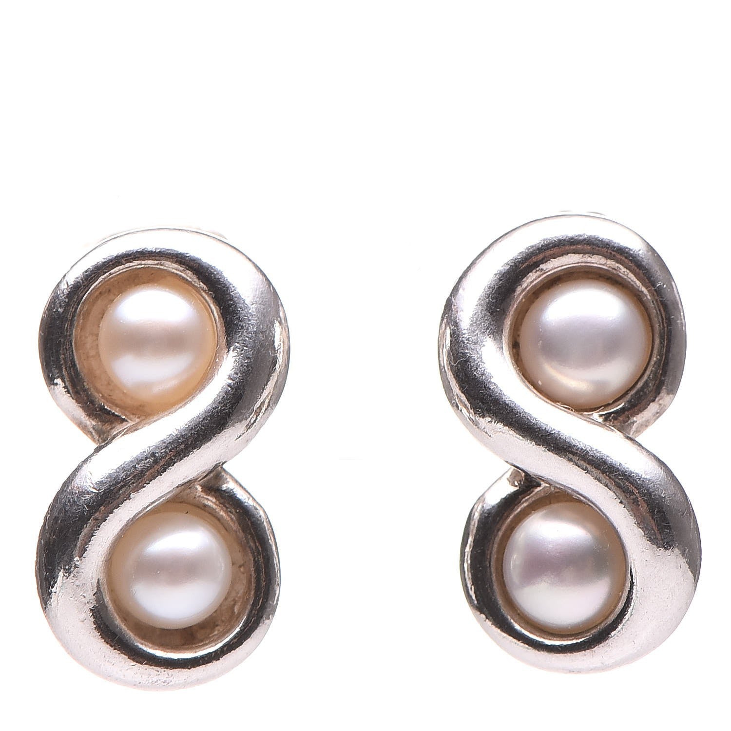Tiffany Sterling Silver Infinilty Pearl Earrings 1 of 5