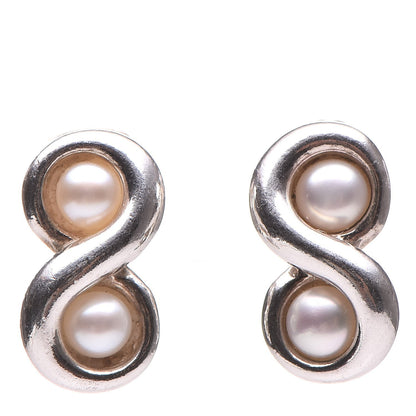 Tiffany Sterling Silver Infinilty Pearl Earrings 1 of 5