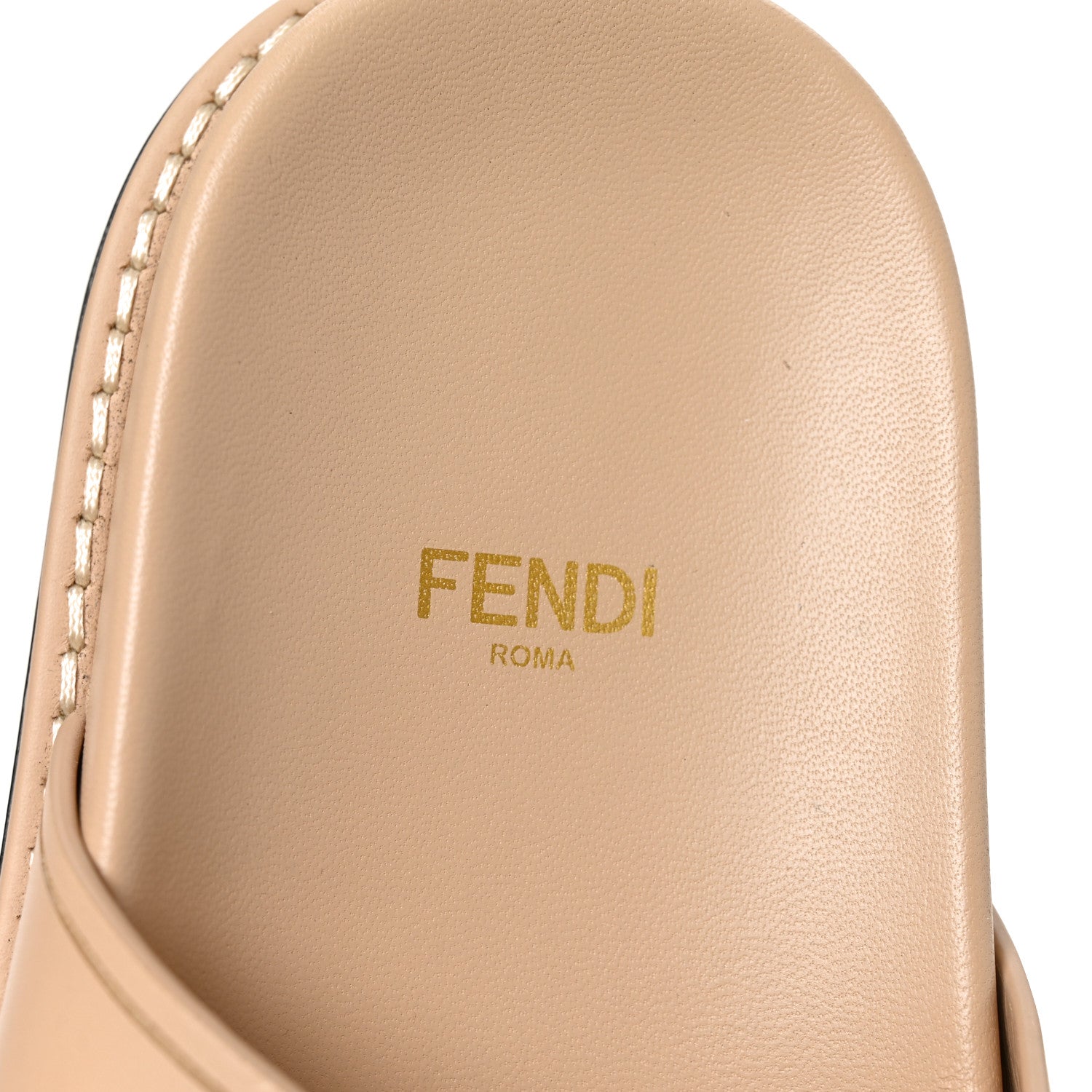 Fendi Vitello Fendi Feel Buckled Slide Sandals 38 Buff 7 of 8