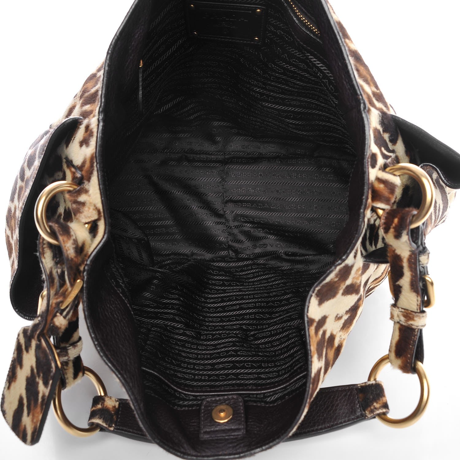 Prada Calf Hair Leopard Print Shoulder Bag Avorio 8 of 13