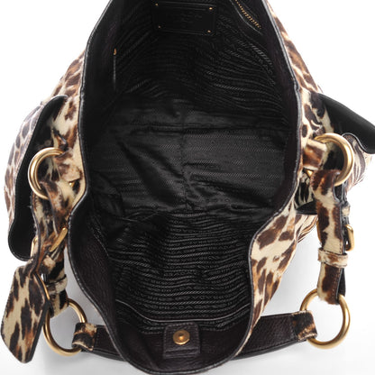 Prada Calf Hair Leopard Print Shoulder Bag Avorio 8 of 13
