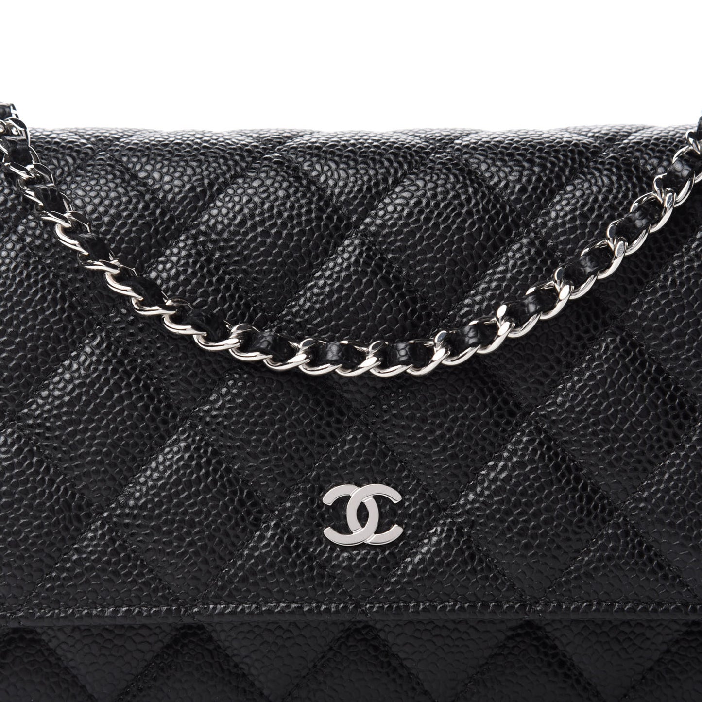 Caviar Quilted Wallet On Chain WOC Black