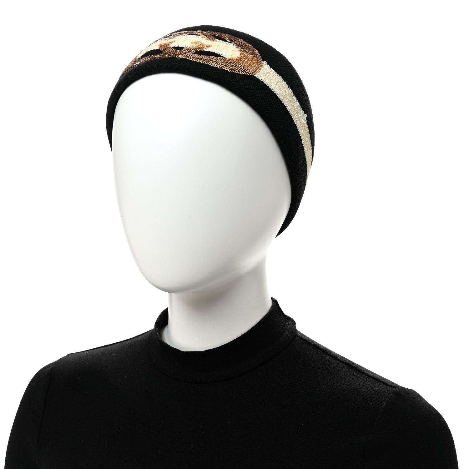 Gucci Sequin Polyester Headband M 57 Black White 1862613