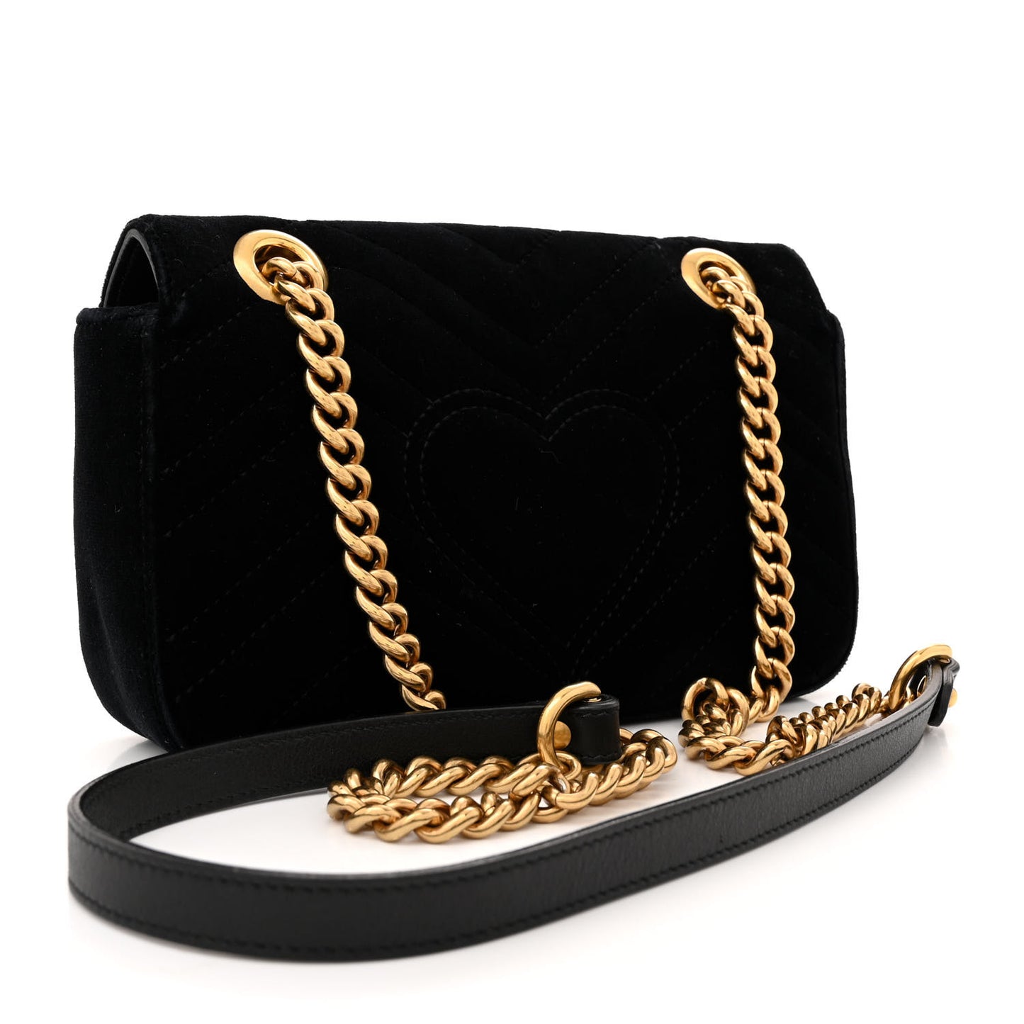 Velvet Matelasse Mini GG Marmont Shoulder Bag Black
