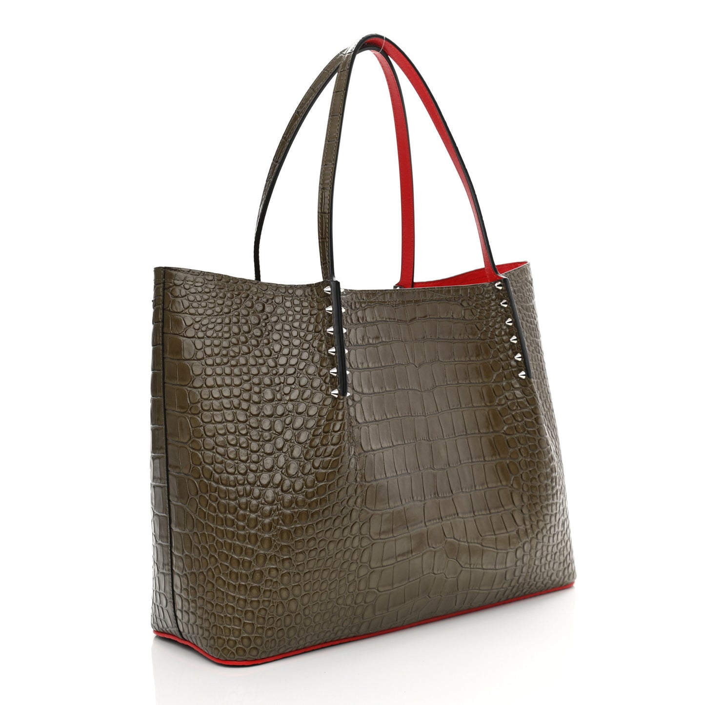 Crocodile Embossed Calfskin Spiked Large Cabarock Shopper Tote Silex