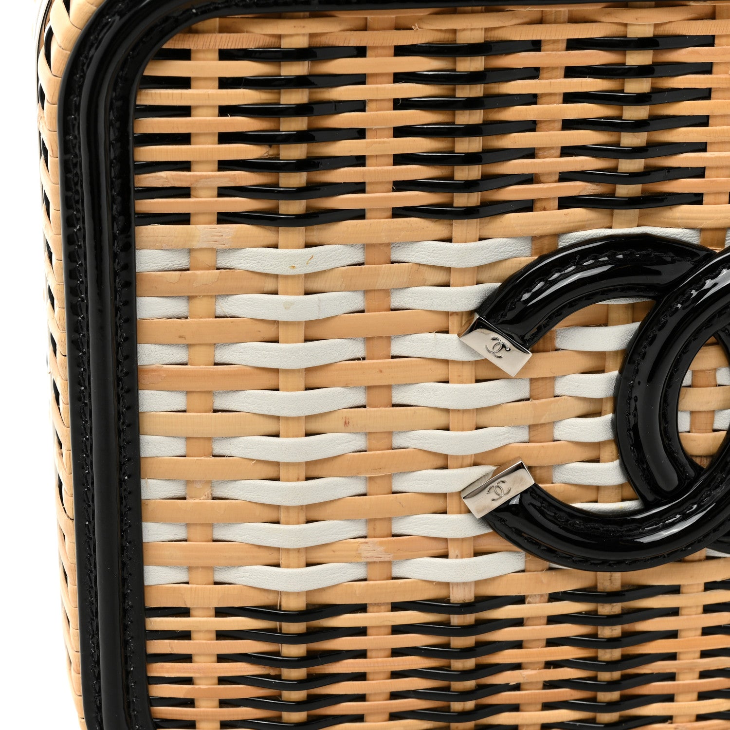 Chanel Raffia Patent Medium CC Filigree Vanity Case Black 10 of 12
