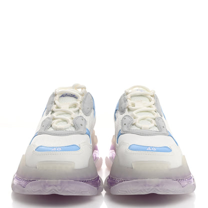 Balenciaga Fabric Mesh Clear Sole Womens Triple S Sneakers 40 Light Blue Grey Lilac White 2 of 8