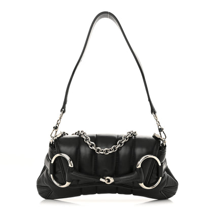 Gucci Nappa Vertical Matelasse Small Maxi Horsebit Chain Shoulder Bag Black 1 of 13