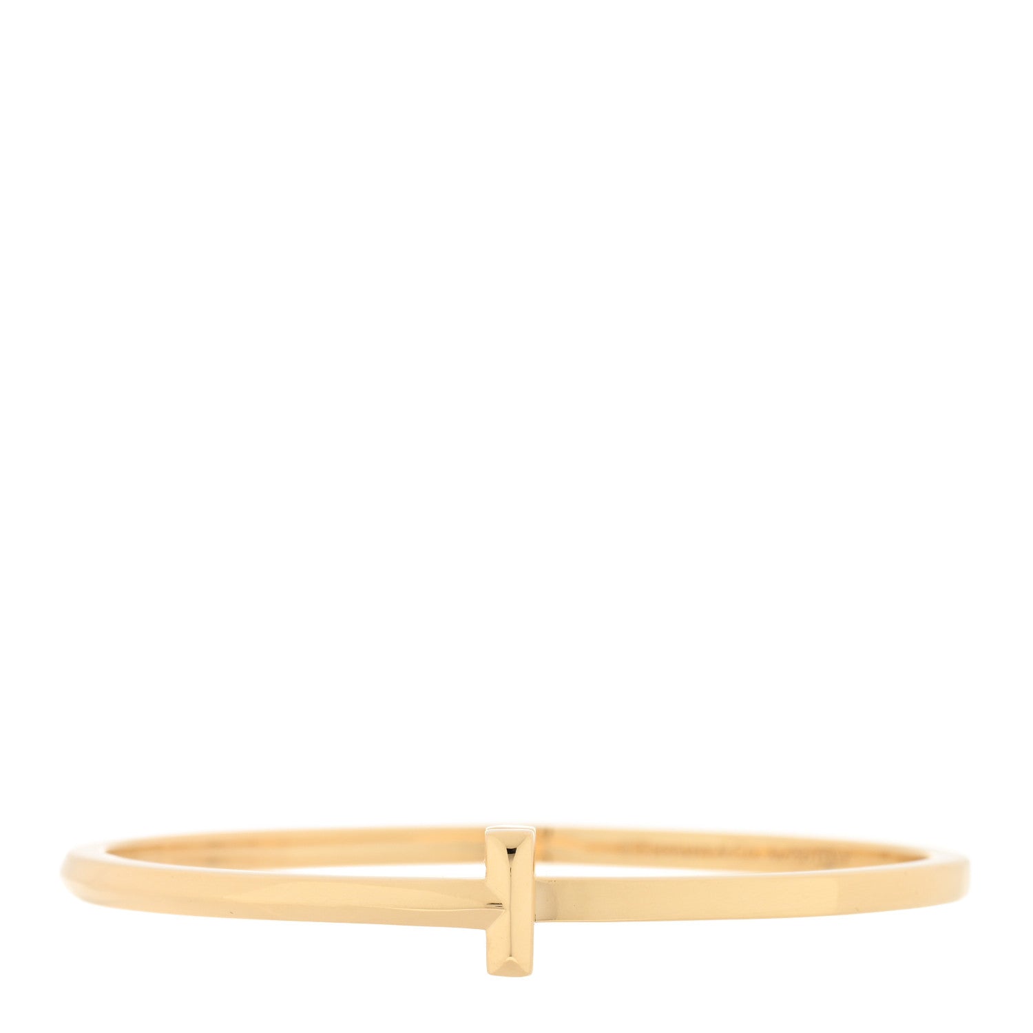 Tiffany 18K Yellow Gold Narrow T T1 Hinged Bangle Bracelet 1 of 4