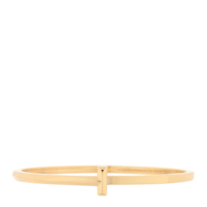 Tiffany 18K Yellow Gold Narrow T T1 Hinged Bangle Bracelet 1 of 4