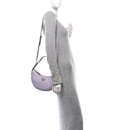 Prada Soft Calfskin Arque Shoulder Bag Glicine 2 of 9