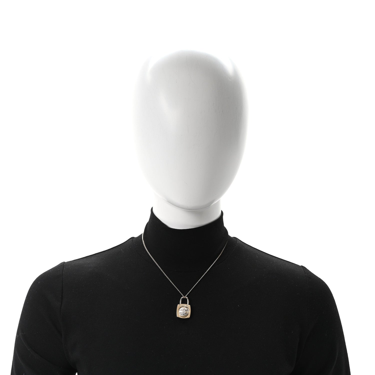 Chanel Crystal Pearl Lock CC Necklace Gold 2 of 5