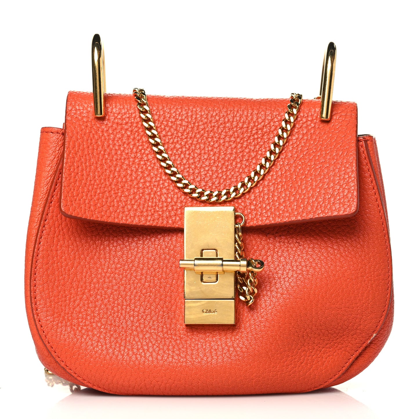 Grained Lambskin Mini Drew Shoulder Bag Foxy Orange
