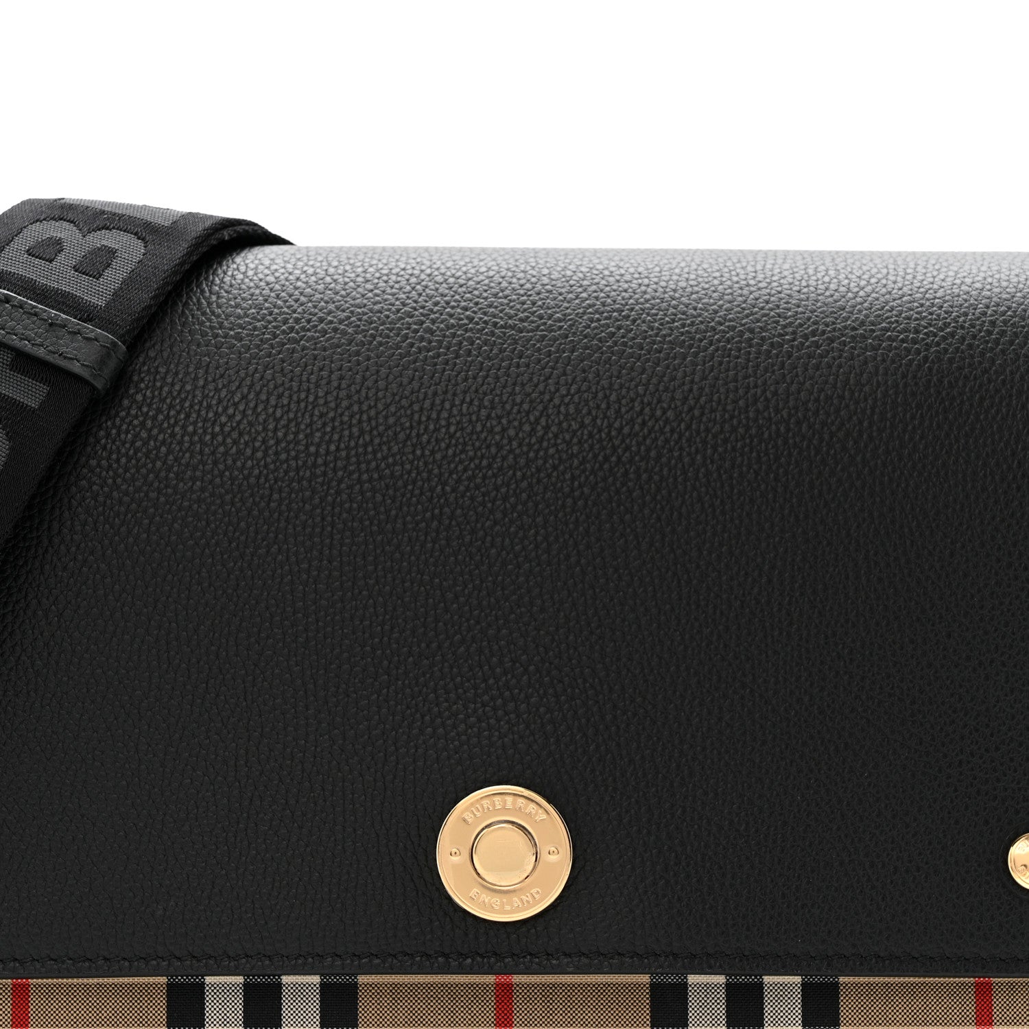 Burberry Grainy Calfskin Vintage Check Note Crossbody Bag Black 8 of 10