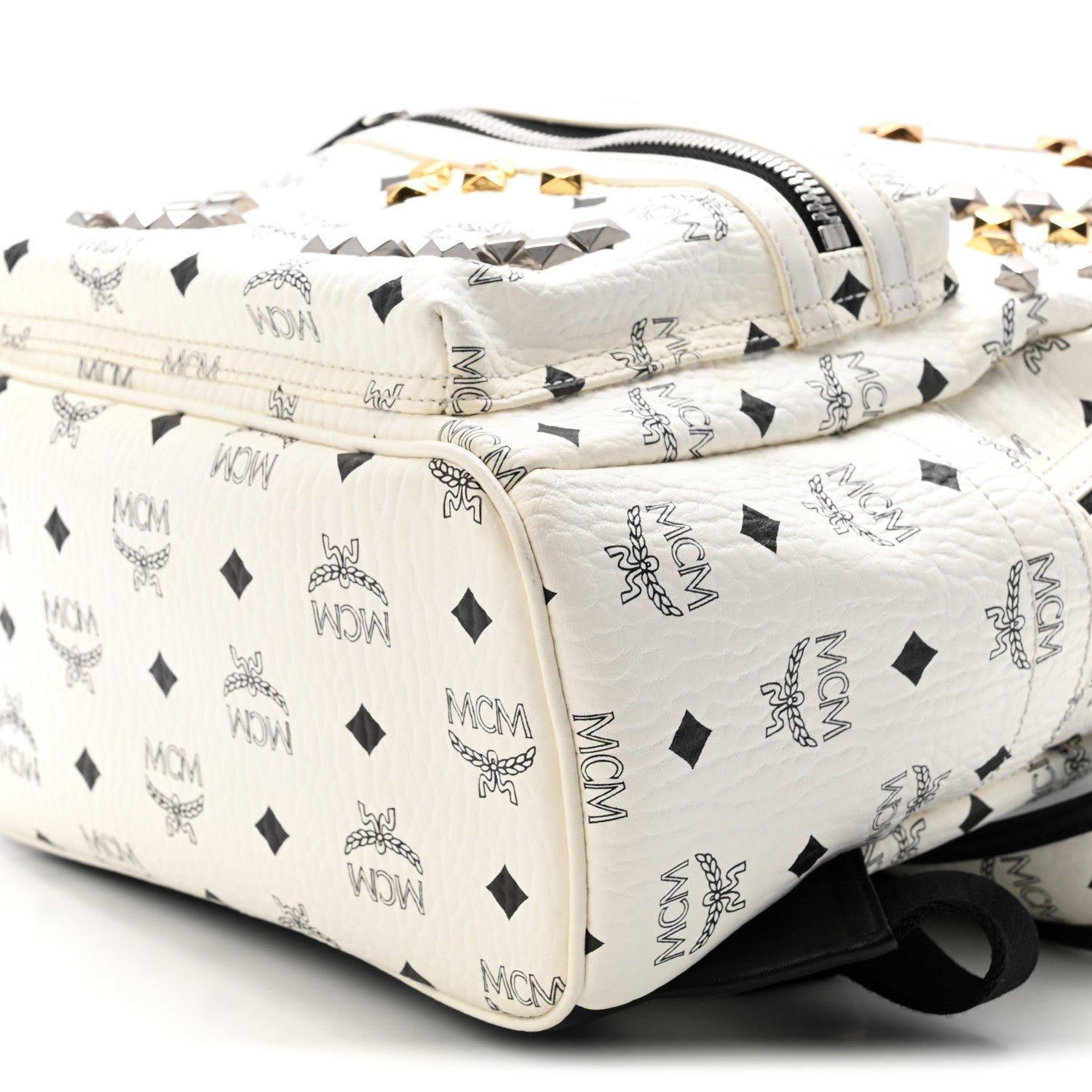 MCM Visetos Studded Small Stark M Backpack White 1894593
