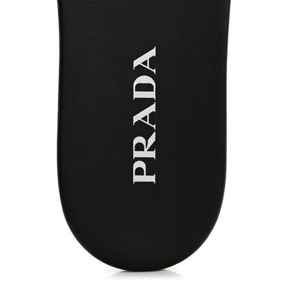 Prada Soft Nappa Metal Triangle Logo Slide Sandals 39 Black 7 of 11