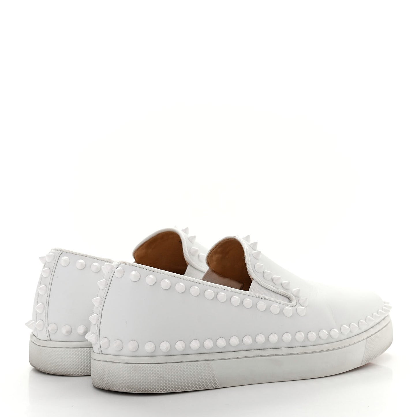 Calfskin Studded Womens Slip On Sneakers 35.5 White