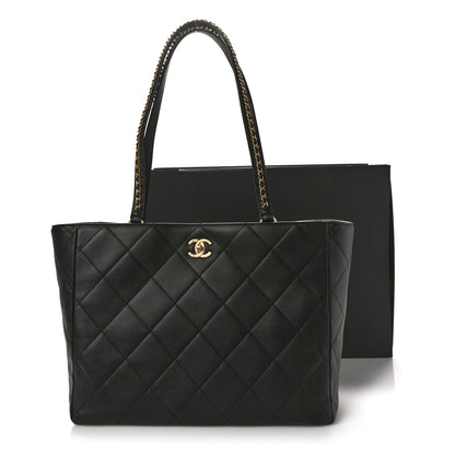 Chanel Calfskin Quilted Book Pocket Shopping Tote Black 12 of 12