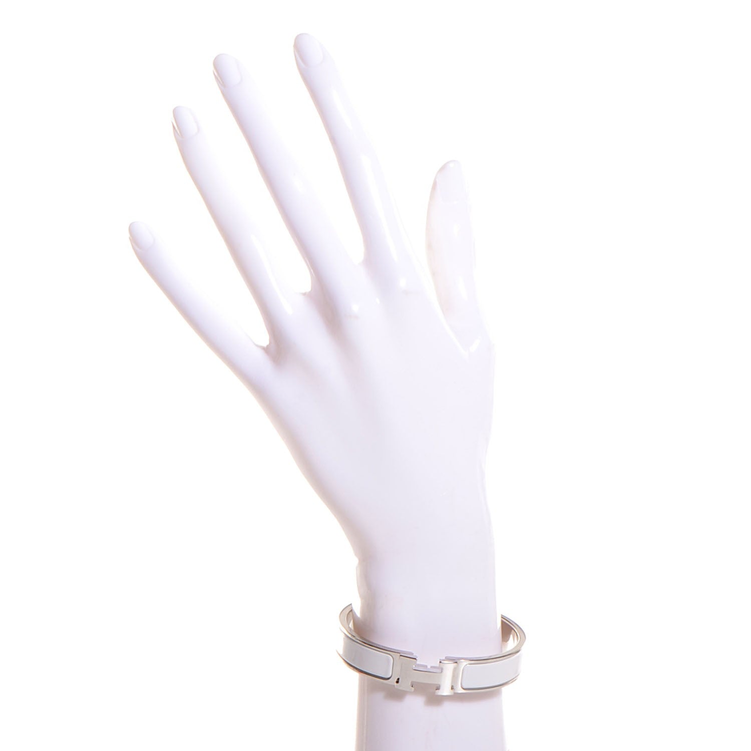 Hermes Enamel Narrow H Bracelet PM White 2 of 4