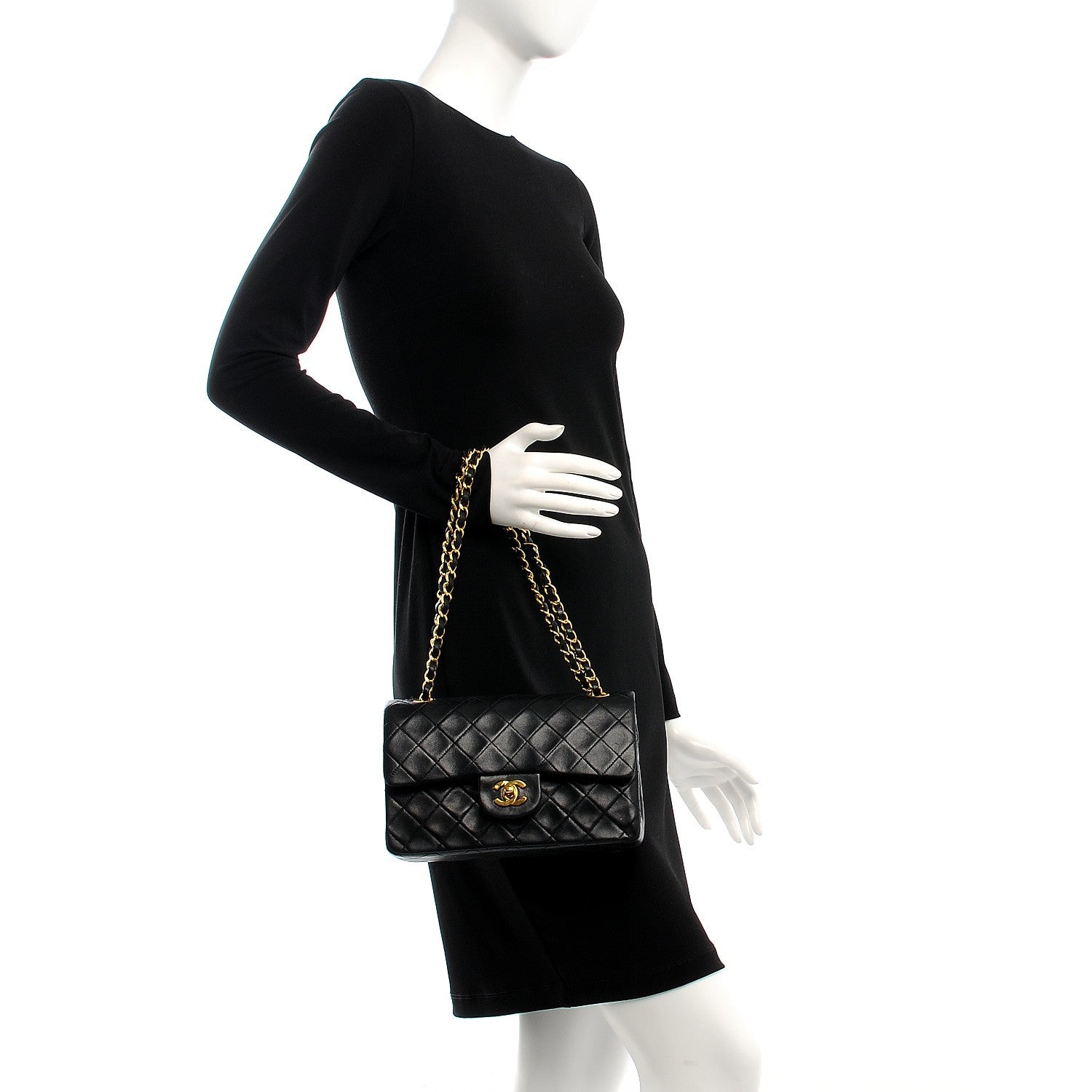 Chanel Lambskin Quilted Small Double Flap Black 2 of 9
