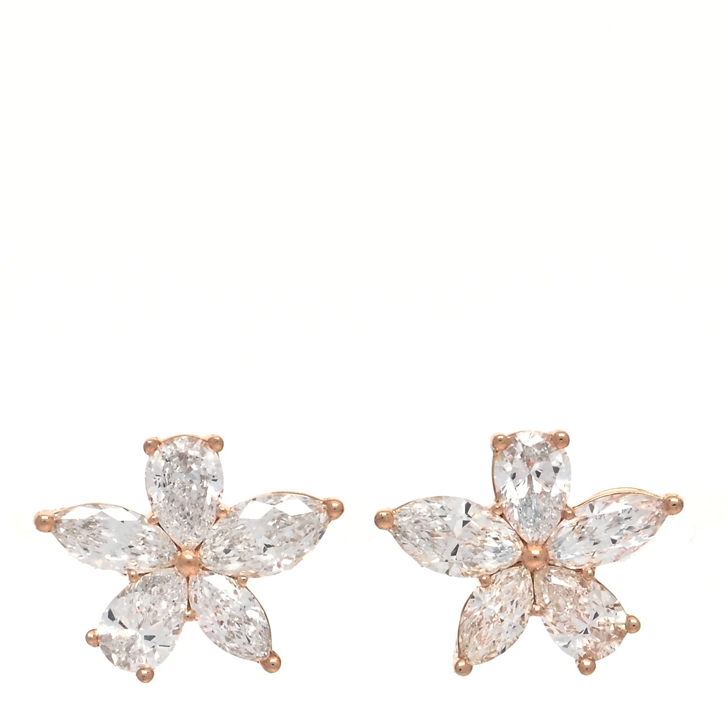 Tiffany 18K Rose Gold Diamond Medium Victoria Mixed Cluster Earrings 1 of 5