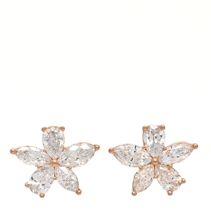Tiffany 18K Rose Gold Diamond Medium Victoria Mixed Cluster Earrings 1 of 5