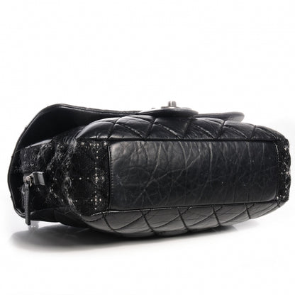 Chanel Aged Calfskin Tweed Jumbo New Portobello Flap Black 4 of 8