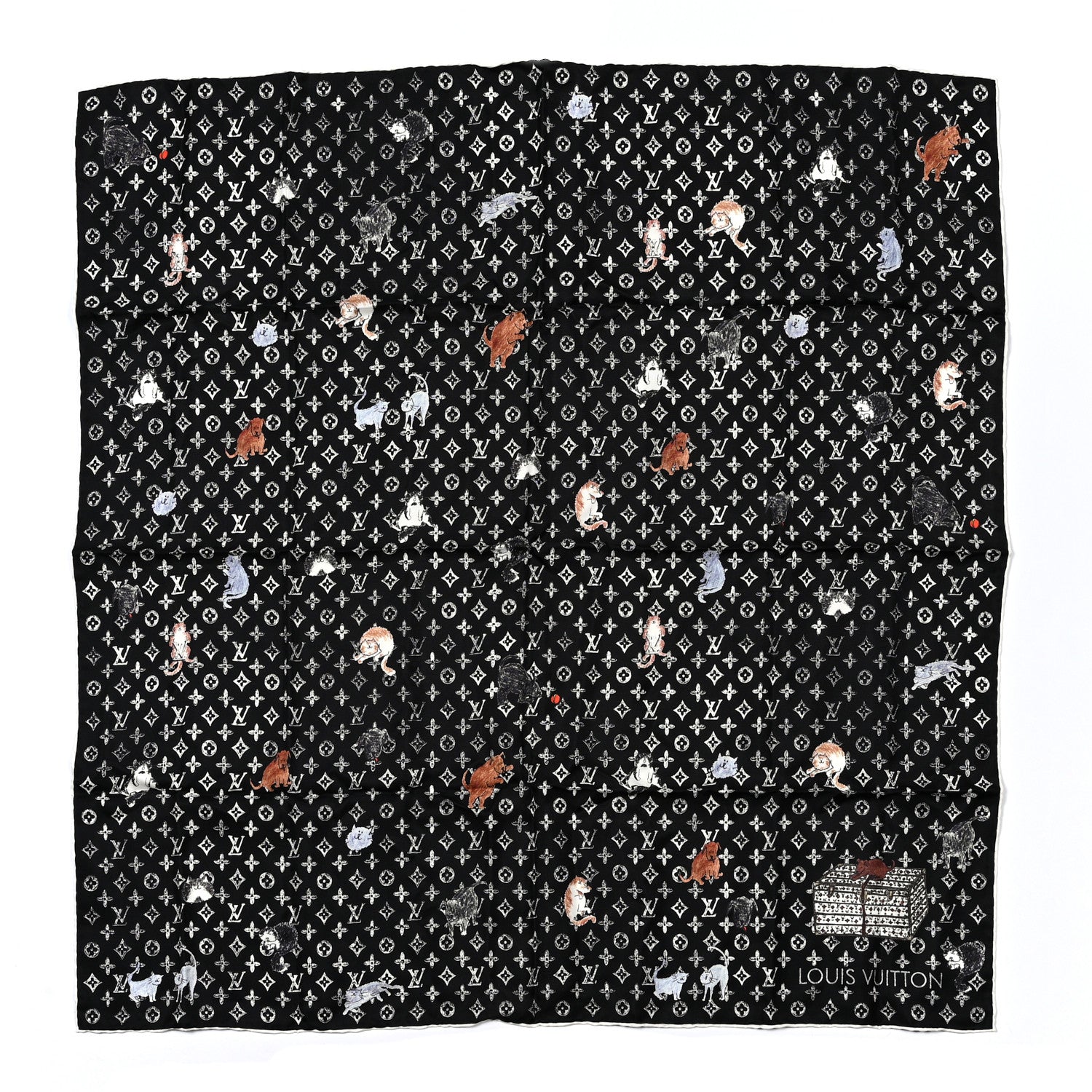 Louis Vuitton Silk Catogram Classic Square Scarf Black 1 of 3