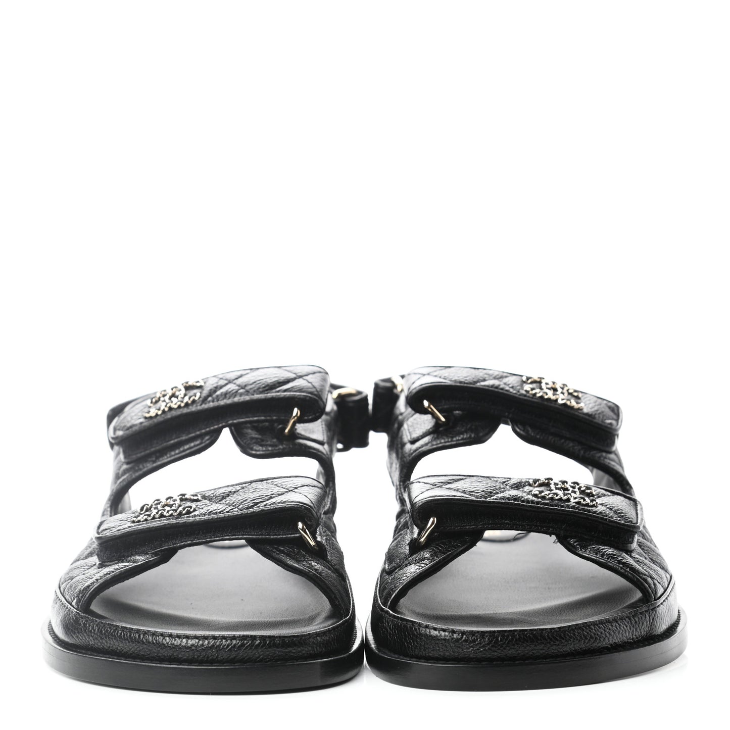 Grained Calfskin Velcro Dad Sandals 39.5 Black