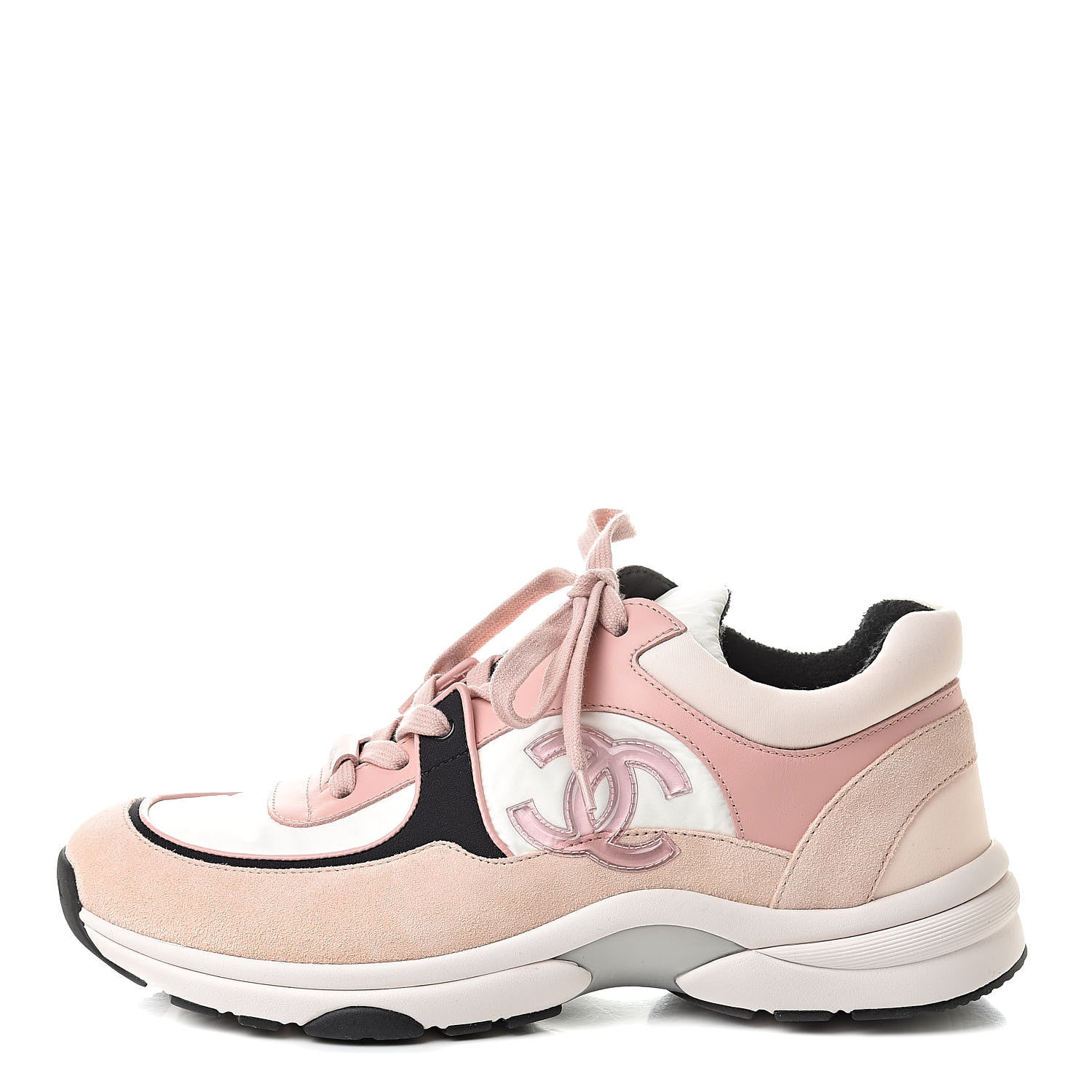 Chanel Nylon Lambskin Suede Calfskin CC Sneakers 39 Pink 1 of 8